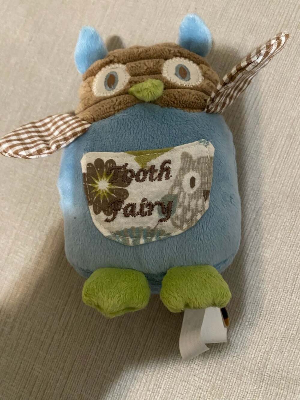 Maison Chic Blue Owl Tooth Fairy Plush Stuffed Animal 6"